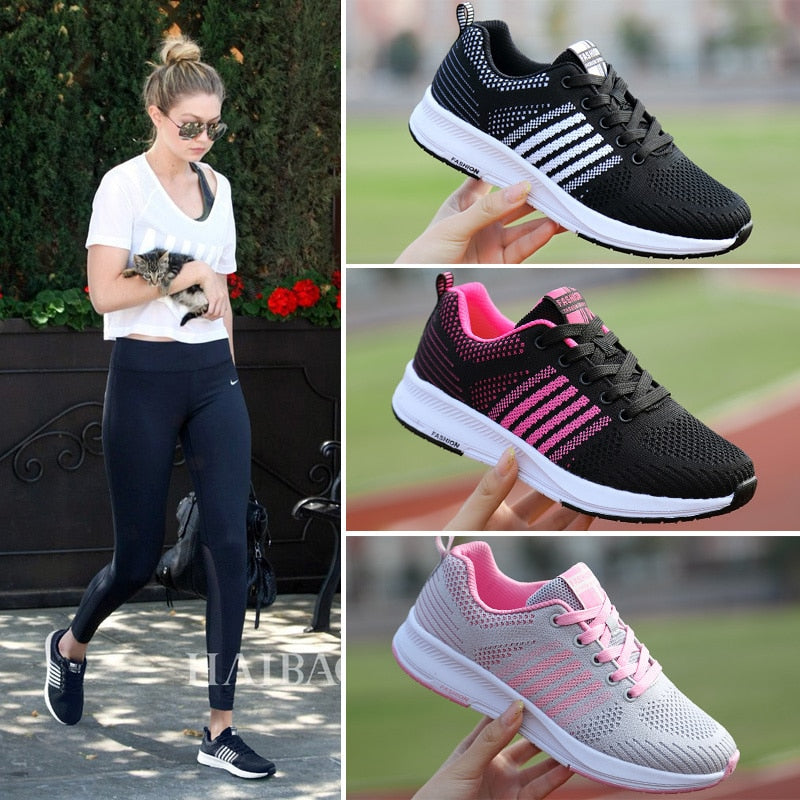 Tennis Shoes Women Sneakers Breathable Mesh Sport Shoes Outdoor Lace-up Anti-slip Gym Shoes Ladies Trainers Jogging Shoes Women