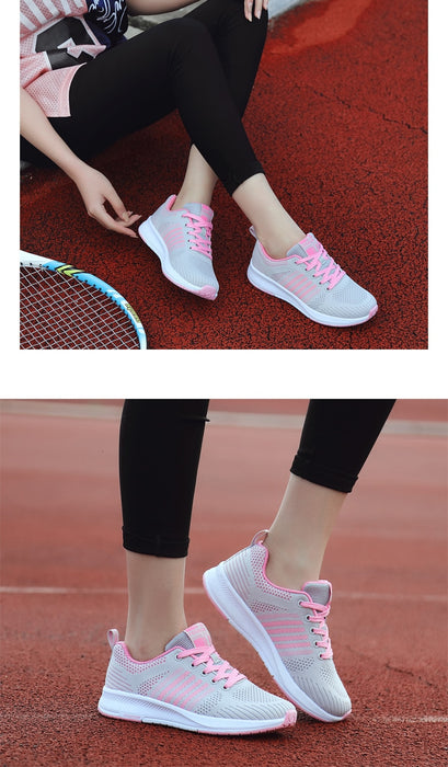 Tennis Shoes Women Sneakers Breathable Mesh Sport Shoes Outdoor Lace-up Anti-slip Gym Shoes Ladies Trainers Jogging Shoes Women