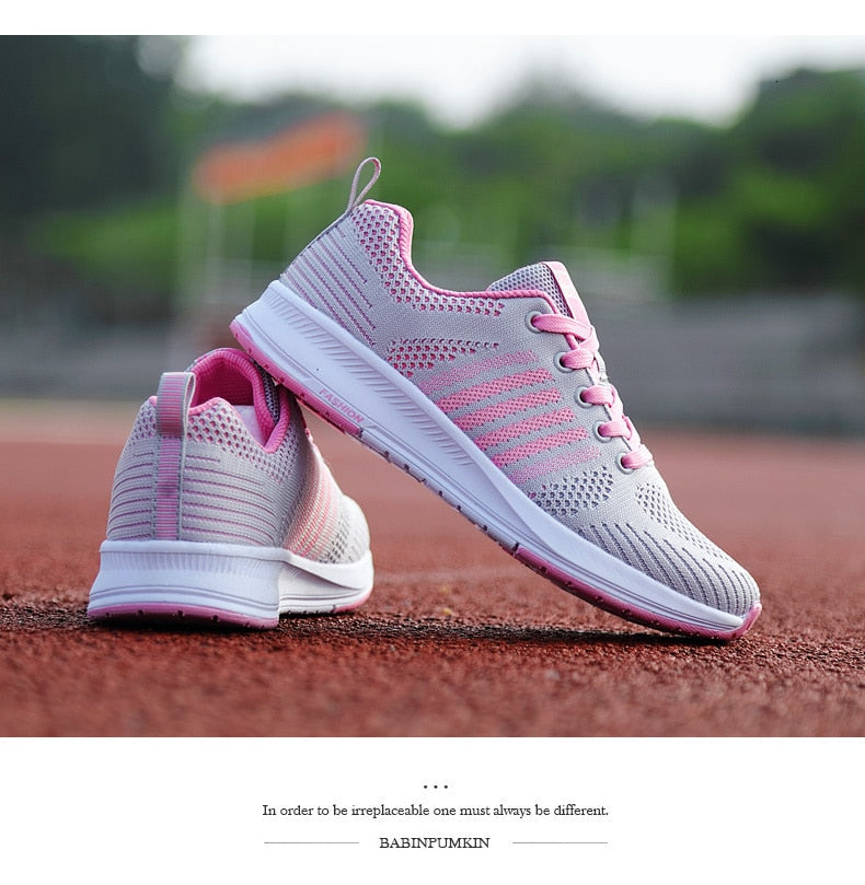 Tennis Shoes Women Sneakers Breathable Mesh Sport Shoes Outdoor Lace-up Anti-slip Gym Shoes Ladies Trainers Jogging Shoes Women