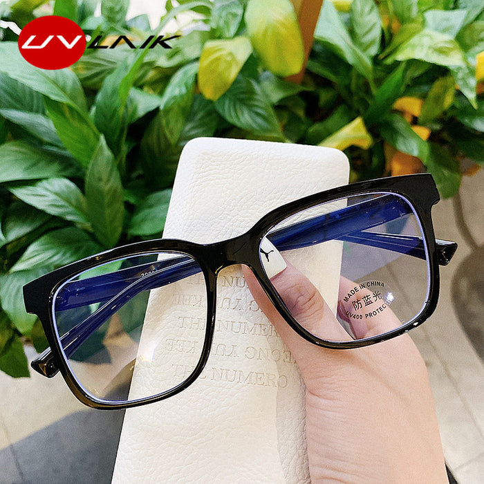 UVLAIK Anti Blue Light Square Glasses Frame Women Men Trendy Big Frame Spectacles Frames Ladies Transparent Optical Eye Glasses