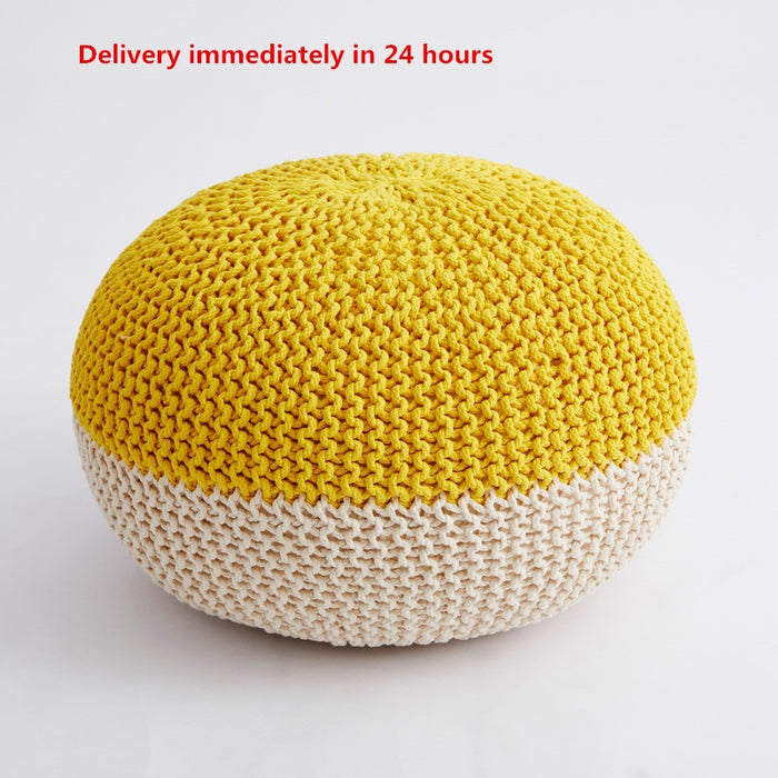 Handmade & Hand Stitched Modern Knitted Pouf Ottoman Footrest Stool Chair Floor Cushion Seat Footstool Home Decorative Seating