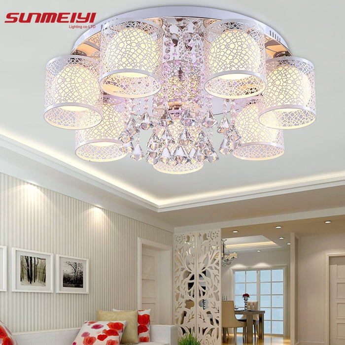 New Round LED Crystal Ceiling Light For Living Room Bedroom Kitchen Indoor Lamp with Remote Controlled luminaria home decoration