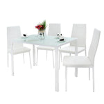 PANANA GLASS DINING TABLE SET WITH 4/ 6 FAUX LEATHER CHAIRS BLACK /WHITE Home Kitchen Furniture Fast shipping