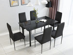 PANANA GLASS DINING TABLE SET WITH 4/ 6 FAUX LEATHER CHAIRS BLACK /WHITE Home Kitchen Furniture Fast shipping