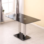 PANANA GLASS DINING TABLE SET WITH 4/ 6 FAUX LEATHER CHAIRS BLACK /WHITE Home Kitchen Furniture Fast shipping