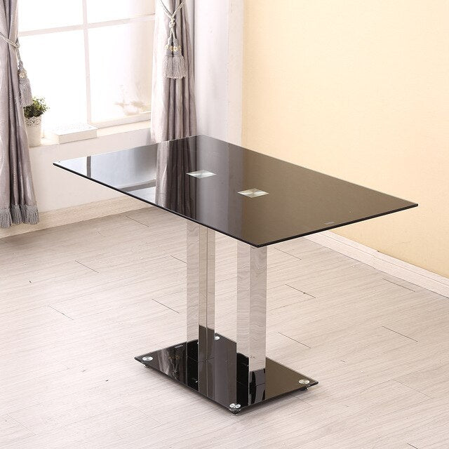 PANANA GLASS DINING TABLE SET WITH 4/ 6 FAUX LEATHER CHAIRS BLACK /WHITE Home Kitchen Furniture Fast shipping