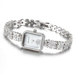 Hermosa Quartz Wristwatch Sterling Silver Natural Whitetopaz Rectangle Watch Lady Bracelet Nice Jewelry 8 Inches FREE SHIPPING