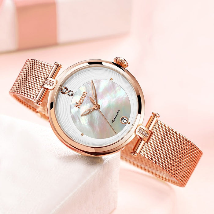 Switzerland Luxury Brand Nesun Women Watch Japan Original Auto Mechanical Watches Waterproof Nice Steel Band Lady clock N9066-2