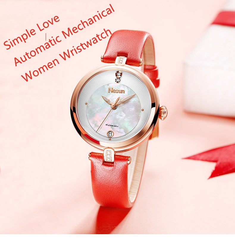 Switzerland Luxury Brand Nesun Women Watch Japan Original Auto Mechanical Watches Waterproof Nice Steel Band Lady clock N9066-2