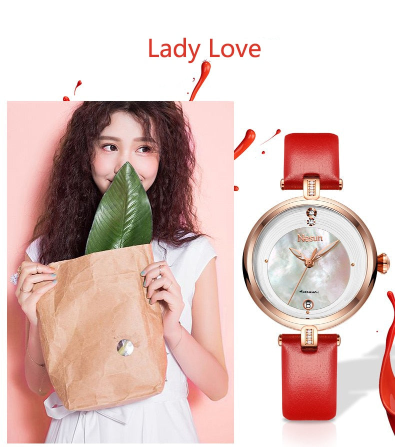 Switzerland Luxury Brand Nesun Women Watch Japan Original Auto Mechanical Watches Waterproof Nice Steel Band Lady clock N9066-2