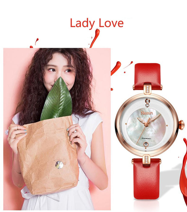 Switzerland Luxury Brand Nesun Women Watch Japan Original Auto Mechanical Watches Waterproof Nice Steel Band Lady clock N9066-2