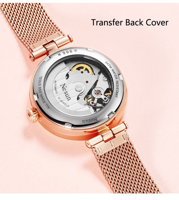 Switzerland Luxury Brand Nesun Women Watch Japan Original Auto Mechanical Watches Waterproof Nice Steel Band Lady clock N9066-2