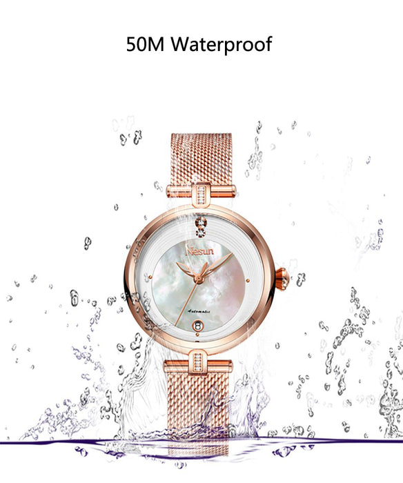 Switzerland Luxury Brand Nesun Women Watch Japan Original Auto Mechanical Watches Waterproof Nice Steel Band Lady clock N9066-2