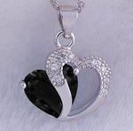 Women's Heart Crystal Silver Pendant Necklaces Fashion Girls Lady Double Heart Necklace&Pendant Fine Jewerly Lover Gift