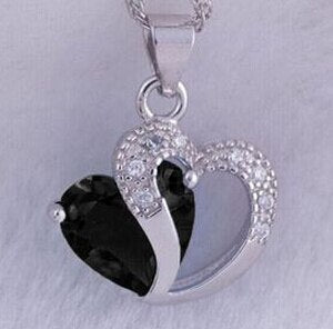 Women's Heart Crystal Silver Pendant Necklaces Fashion Girls Lady Double Heart Necklace&Pendant Fine Jewerly Lover Gift