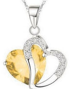 Women's Heart Crystal Silver Pendant Necklaces Fashion Girls Lady Double Heart Necklace&Pendant Fine Jewerly Lover Gift