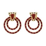 Bohemian Korean Fashion Jewerly Black Red Green Suede Circle Ears For Women Lady Big Geometric Acrylic Rhinestone Stud Earrings