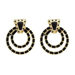 Bohemian Korean Fashion Jewerly Black Red Green Suede Circle Ears For Women Lady Big Geometric Acrylic Rhinestone Stud Earrings
