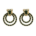 Bohemian Korean Fashion Jewerly Black Red Green Suede Circle Ears For Women Lady Big Geometric Acrylic Rhinestone Stud Earrings