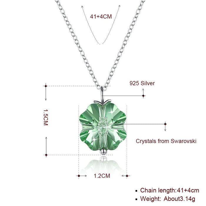 Romantic 925 Sterling Silver Necklace Women Crystals Green Snowflake Pendant for Lady Party Necklace Fine Jewerly