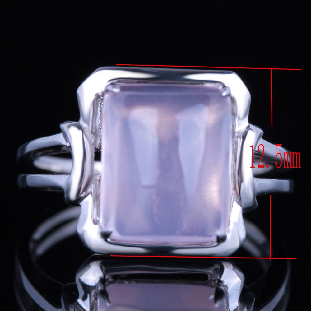 Sterling Silver 925 Lady Jewerly Flawless 10x8mm Cushion Cut Engagement Wedding Prongs Genuine Pink Quartz Ring White gold color