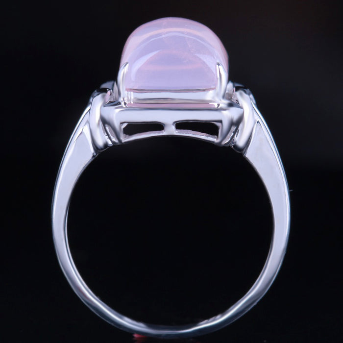 Sterling Silver 925 Lady Jewerly Flawless 10x8mm Cushion Cut Engagement Wedding Prongs Genuine Pink Quartz Ring White gold color