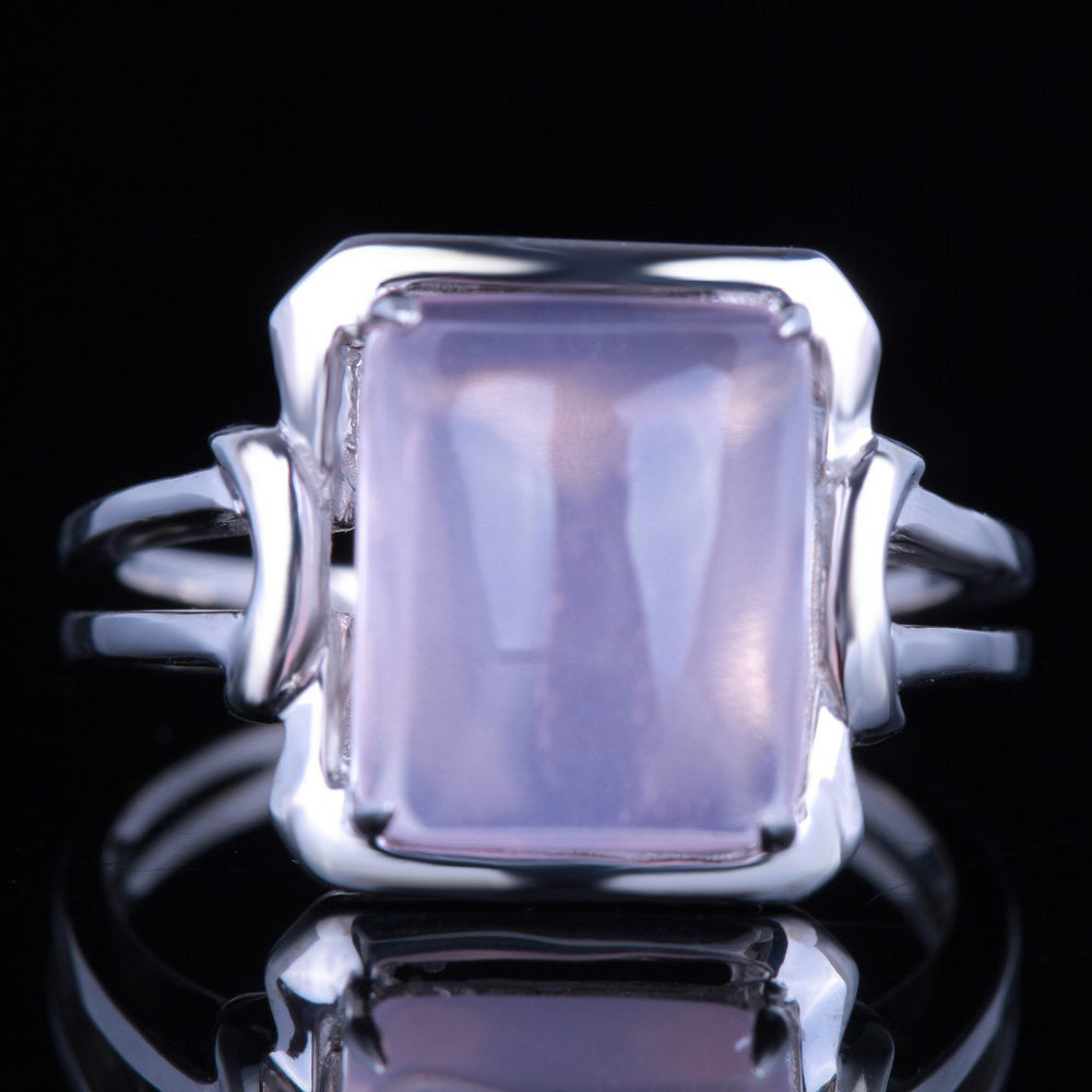 Sterling Silver 925 Lady Jewerly Flawless 10x8mm Cushion Cut Engagement Wedding Prongs Genuine Pink Quartz Ring White gold color
