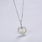 Elegant Women Crystals Heart Pendant Necklaces 925 Sterling Silver Heart Pendant Necklace for Lady Girl Love Gift Party Jewerly