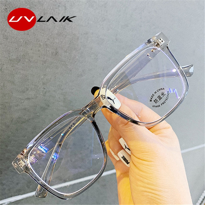 UVLAIK Anti Blue Light Women's Men's Eyewear Frame Square Myopia Frames Spectacles Frames Ladies Transparent Optical Eye Glasses