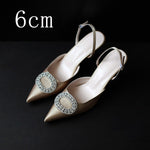 Women Heels Female Pumps Women Shoes Fashion Metal Decorative Buckle Strape Ladies Diamond Wedding Shoes Dress Shoes 2019 DE