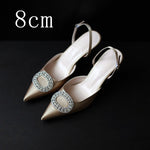 Women Heels Female Pumps Women Shoes Fashion Metal Decorative Buckle Strape Ladies Diamond Wedding Shoes Dress Shoes 2019 DE