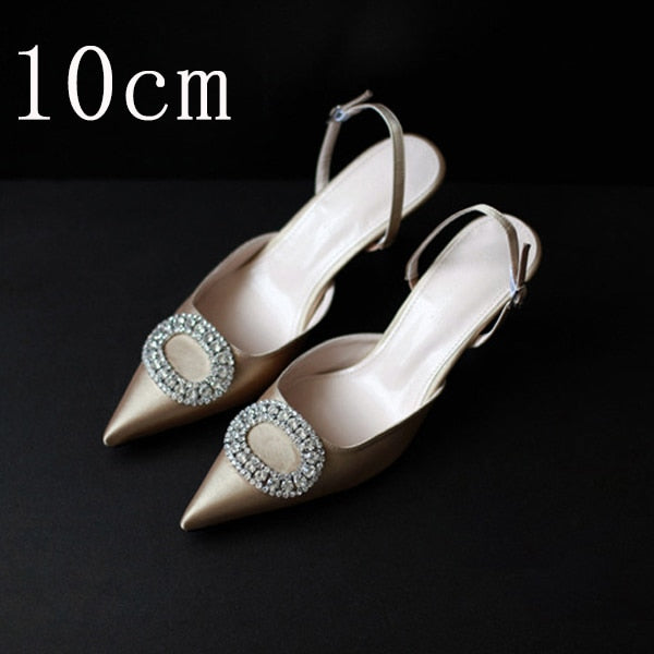 Women Heels Female Pumps Women Shoes Fashion Metal Decorative Buckle Strape Ladies Diamond Wedding Shoes Dress Shoes 2019 DE