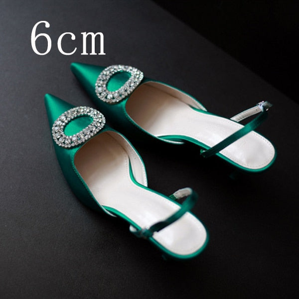 Women Heels Female Pumps Women Shoes Fashion Metal Decorative Buckle Strape Ladies Diamond Wedding Shoes Dress Shoes 2019 DE