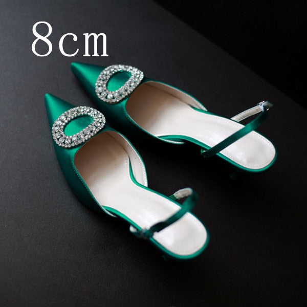 Women Heels Female Pumps Women Shoes Fashion Metal Decorative Buckle Strape Ladies Diamond Wedding Shoes Dress Shoes 2019 DE