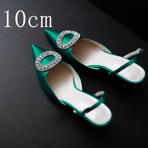 Women Heels Female Pumps Women Shoes Fashion Metal Decorative Buckle Strape Ladies Diamond Wedding Shoes Dress Shoes 2019 DE