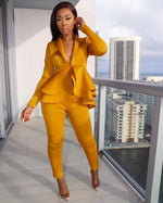 Women Sexy V Neck Tops and Skinny Pants Set 2 Two Piece Set Elegant Office Ladies Workwear Outfits Casual Tracksuit Plus Size