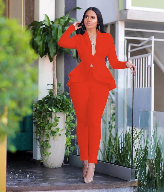 Women Sexy V Neck Tops and Skinny Pants Set 2 Two Piece Set Elegant Office Ladies Workwear Outfits Casual Tracksuit Plus Size
