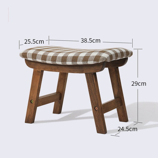 Solid Wood Stool Home Furniture Door Change Shoe Stool Nordic Fabric Soft Surface Ottoman Coffee Table Stool For Living Room Kid