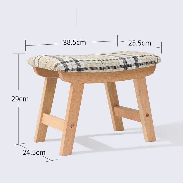 Solid Wood Stool Home Furniture Door Change Shoe Stool Nordic Fabric Soft Surface Ottoman Coffee Table Stool For Living Room Kid