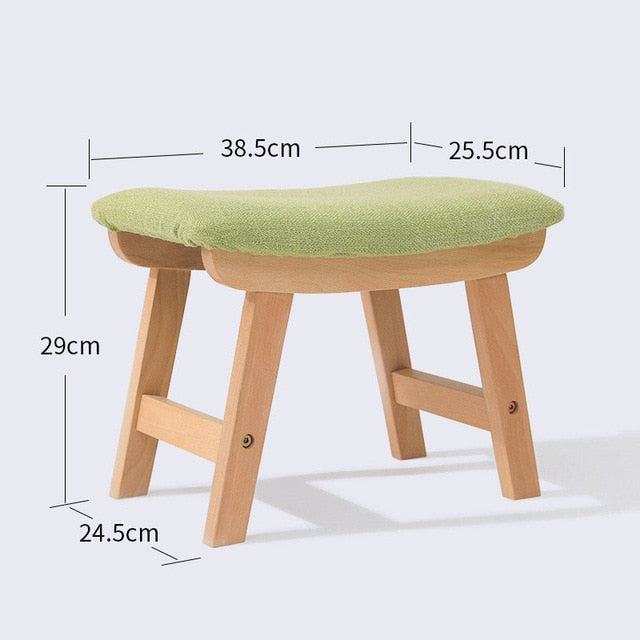 Solid Wood Stool Home Furniture Door Change Shoe Stool Nordic Fabric Soft Surface Ottoman Coffee Table Stool For Living Room Kid