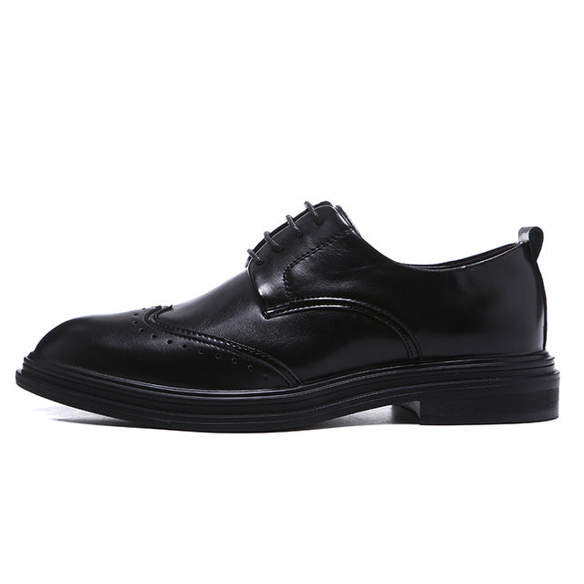 Handmade Microfiber Leather Men Oxfords Lace-Up 2019 Carved Business Men Formal Shoes, Men Dress Shoes
