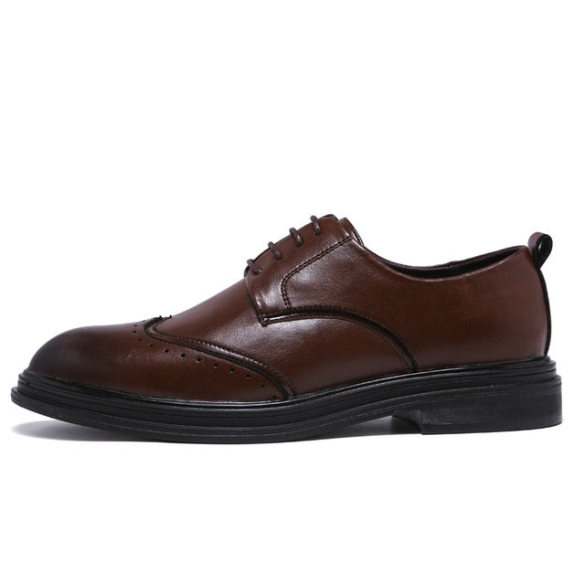 Handmade Microfiber Leather Men Oxfords Lace-Up 2019 Carved Business Men Formal Shoes, Men Dress Shoes