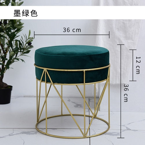 Nordic Metal Ottoman Modern Fashion Bedroom Make Up Stool Velet Change Shoes Ottoman Heavy Bearing  Home Furniture