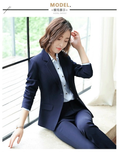 Black Blue Female Elegant Women's Skirt Suits Suit Dress Costumes Office Wear Blouse Skirt and Jacket Set 2 Set Piece Vest Shirt