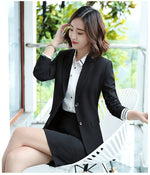 Black Blue Female Elegant Women's Skirt Suits Suit Dress Costumes Office Wear Blouse Skirt and Jacket Set 2 Set Piece Vest Shirt