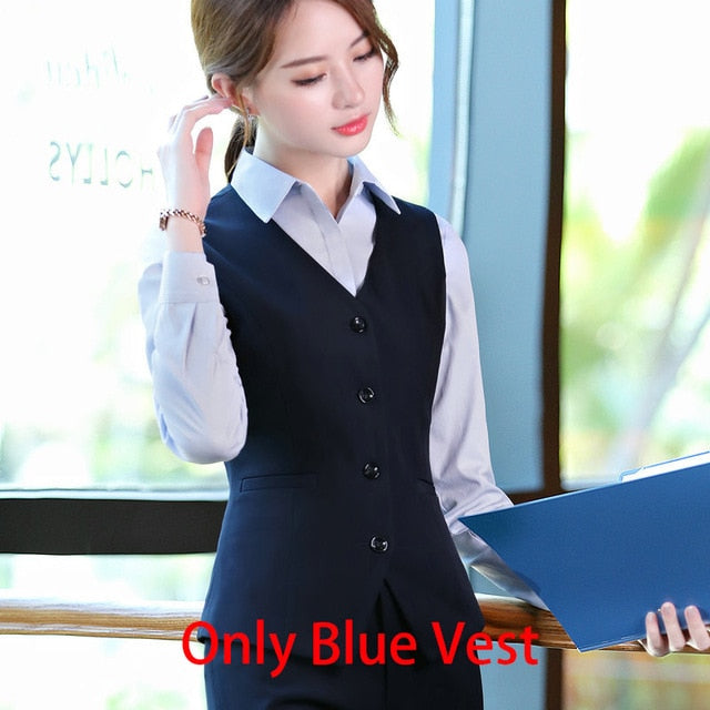 Black Blue Female Elegant Women's Skirt Suits Suit Dress Costumes Office Wear Blouse Skirt and Jacket Set 2 Set Piece Vest Shirt