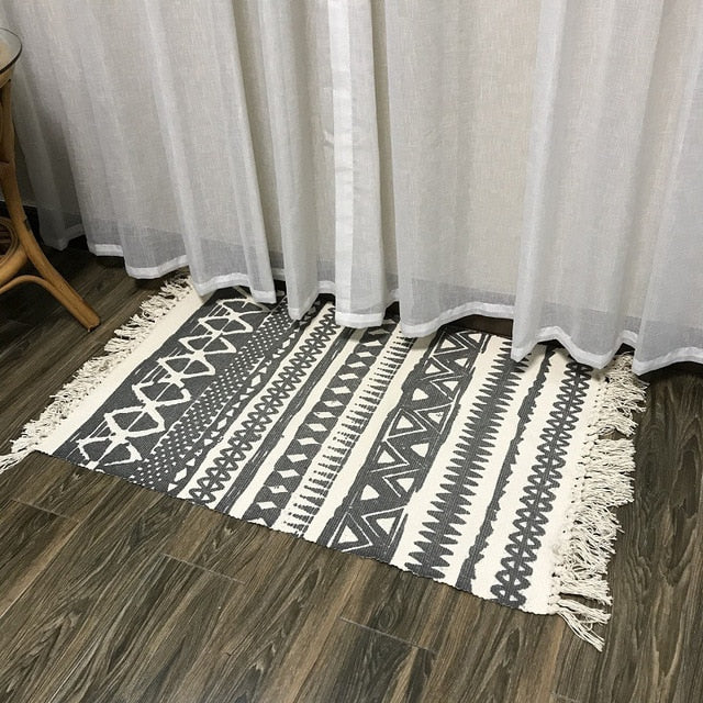 Retro Carpet For Sofa Living Room Bedroom Rug kitchen rug Cotton Tassels Mandala Carpets Table Runner Door Mat Home Decoration