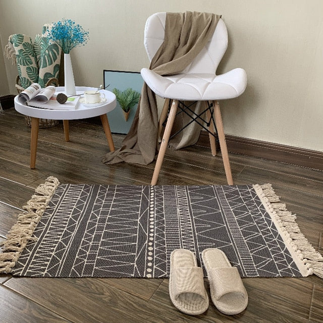 Retro Carpet For Sofa Living Room Bedroom Rug kitchen rug Cotton Tassels Mandala Carpets Table Runner Door Mat Home Decoration
