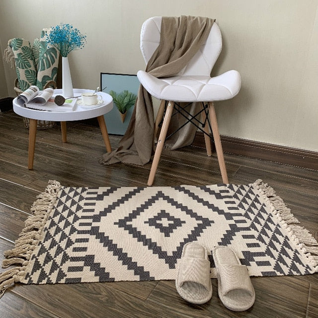 Retro Carpet For Sofa Living Room Bedroom Rug kitchen rug Cotton Tassels Mandala Carpets Table Runner Door Mat Home Decoration