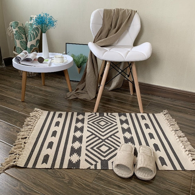 Retro Carpet For Sofa Living Room Bedroom Rug kitchen rug Cotton Tassels Mandala Carpets Table Runner Door Mat Home Decoration